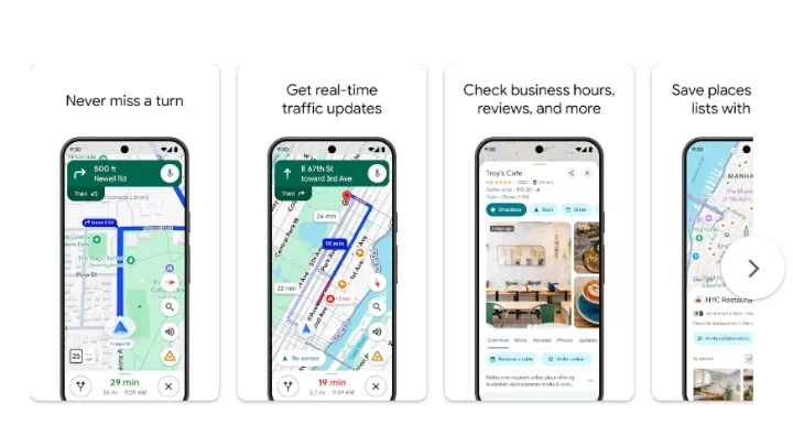 Google Maps mobile app showing multi-stop directions for delivery routes.