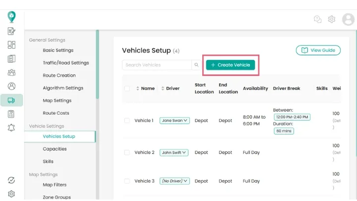 Assigning drivers and vehicles in SmartRoutes for multi-stop delivery routes