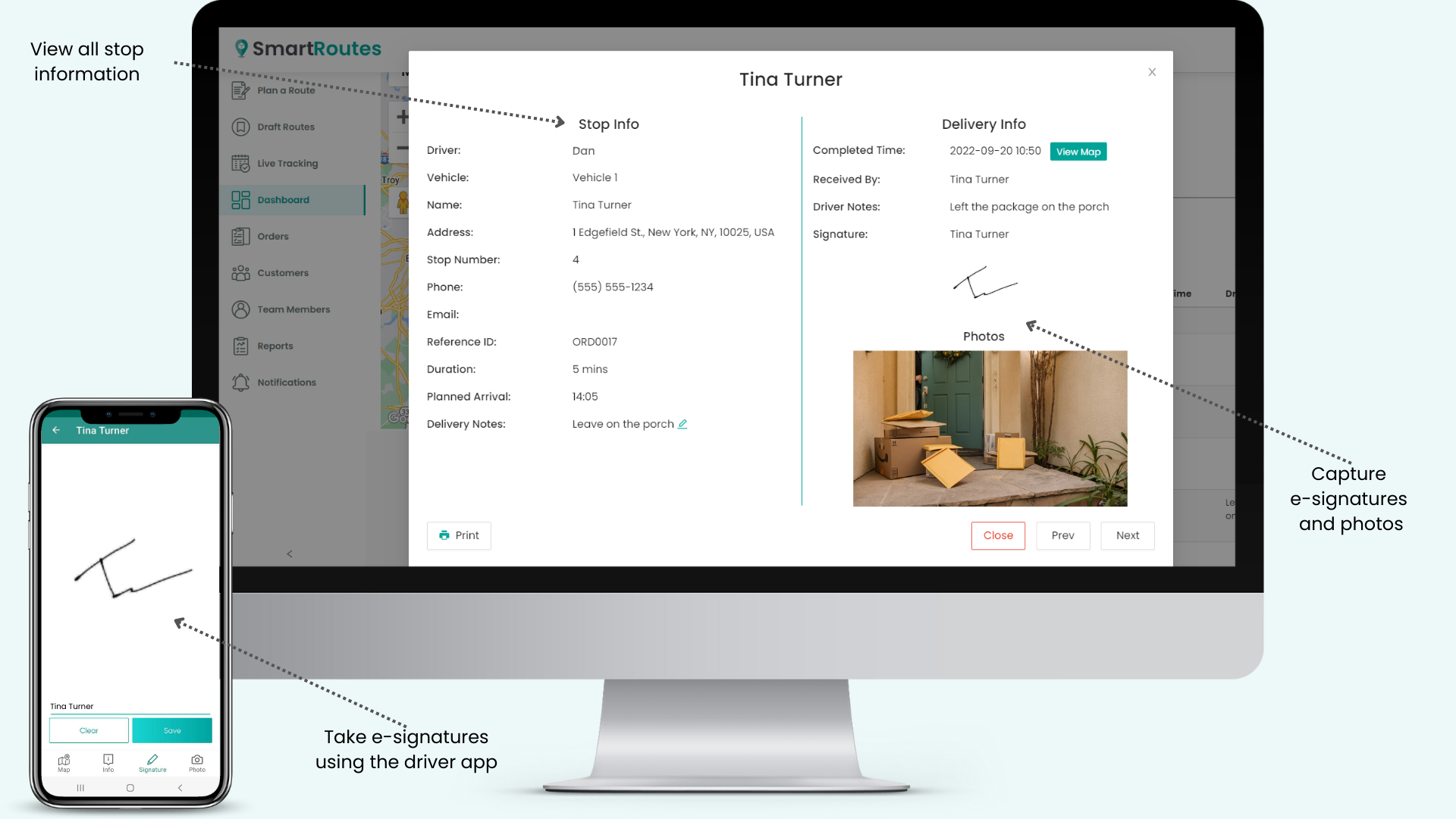 Proof of delivery screenshot