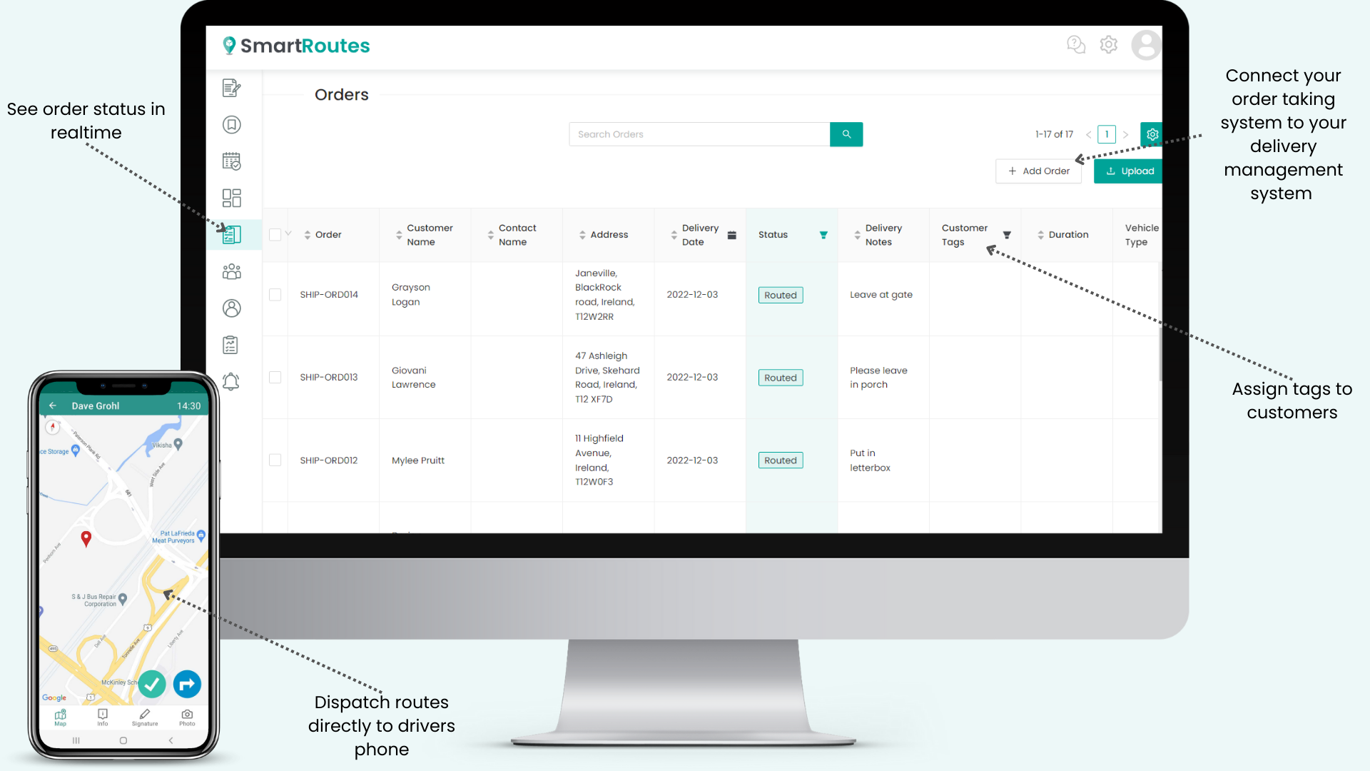 Order management screenshot